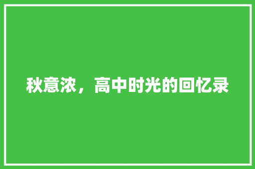 秋意浓，高中时光的回忆录