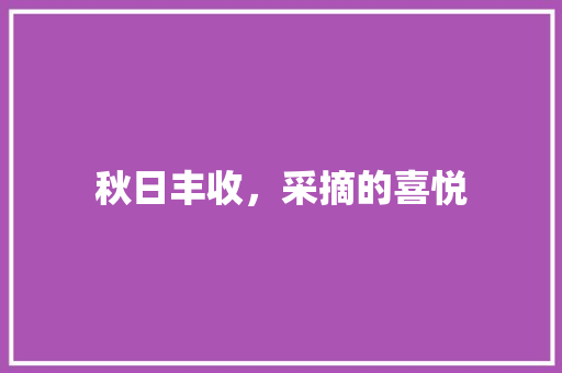 秋日丰收，采摘的喜悦