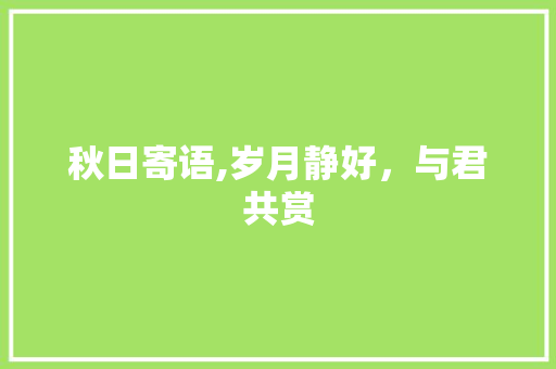 秋日寄语,岁月静好，与君共赏