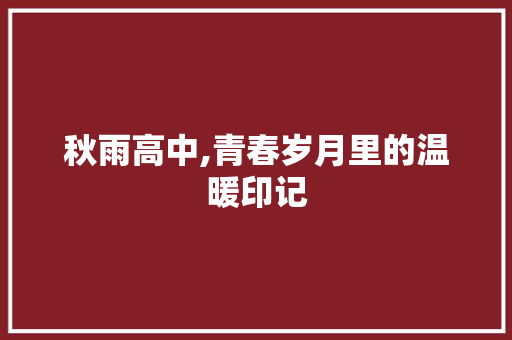 秋雨高中,青春岁月里的温暖印记