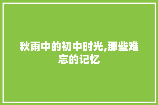 秋雨中的初中时光,那些难忘的记忆