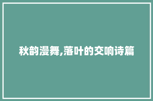 秋韵漫舞,落叶的交响诗篇