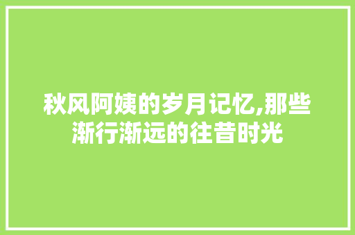 秋风阿姨的岁月记忆,那些渐行渐远的往昔时光