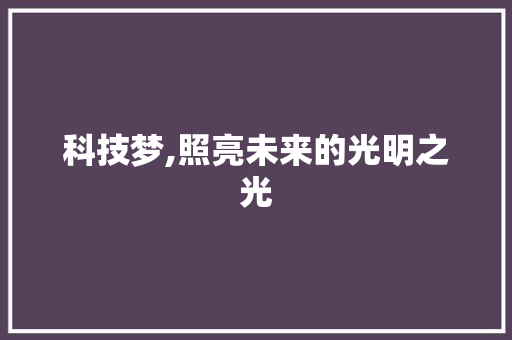 科技梦,照亮未来的光明之光 求职信范文