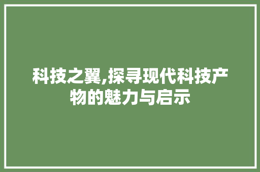 科技之翼,探寻现代科技产物的魅力与启示