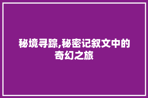 秘境寻踪,秘密记叙文中的奇幻之旅