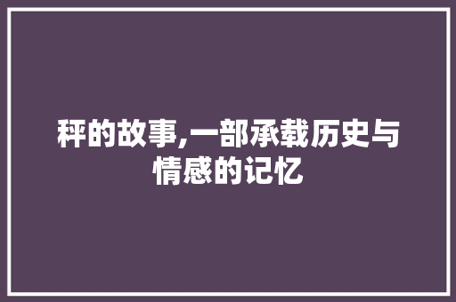 秤的故事,一部承载历史与情感的记忆