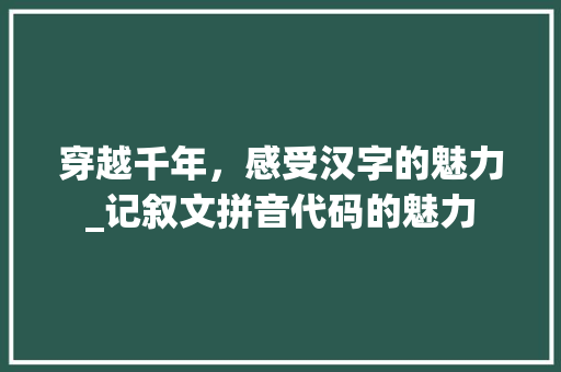 穿越千年，感受汉字的魅力_记叙文拼音代码的魅力