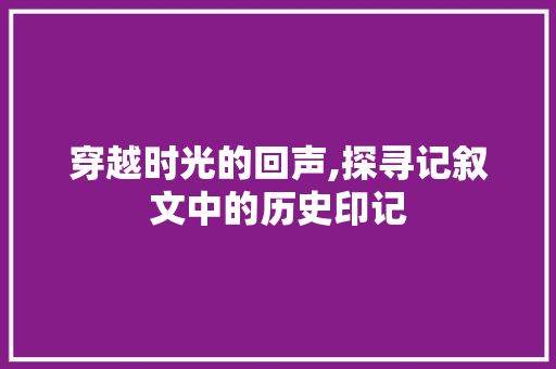 穿越时光的回声,探寻记叙文中的历史印记