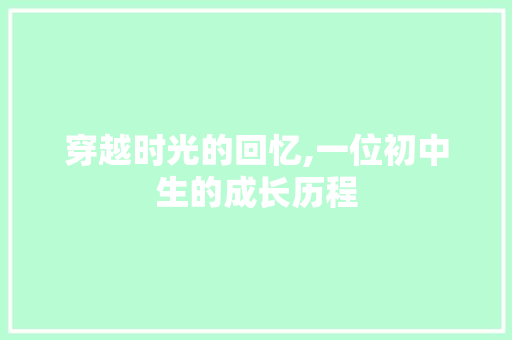 穿越时光的回忆,一位初中生的成长历程