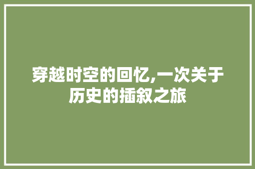 穿越时空的回忆,一次关于历史的插叙之旅