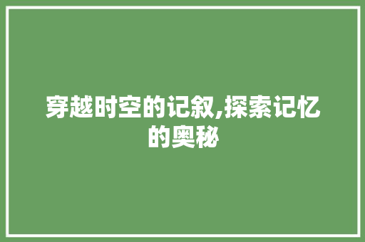 穿越时空的记叙,探索记忆的奥秘