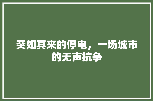 突如其来的停电，一场城市的无声抗争