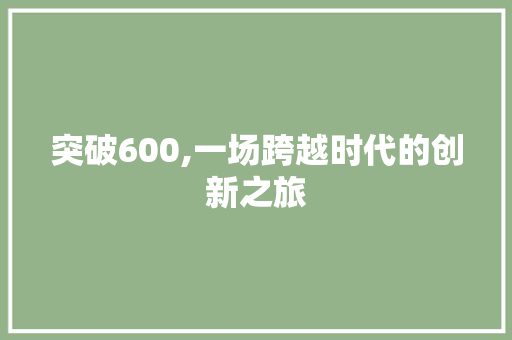 突破600,一场跨越时代的创新之旅