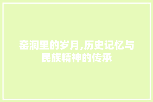 窑洞里的岁月,历史记忆与民族精神的传承