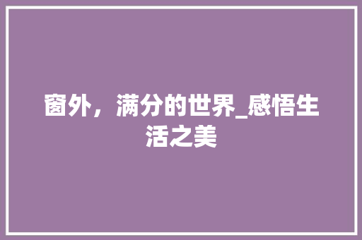 窗外，满分的世界_感悟生活之美