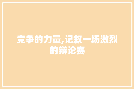 竞争的力量,记叙一场激烈的辩论赛