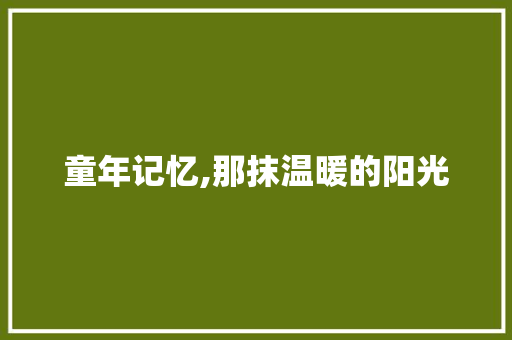 童年记忆,那抹温暖的阳光