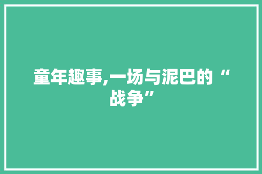 童年趣事,一场与泥巴的“战争”