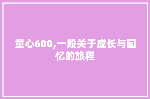 童心600,一段关于成长与回忆的旅程