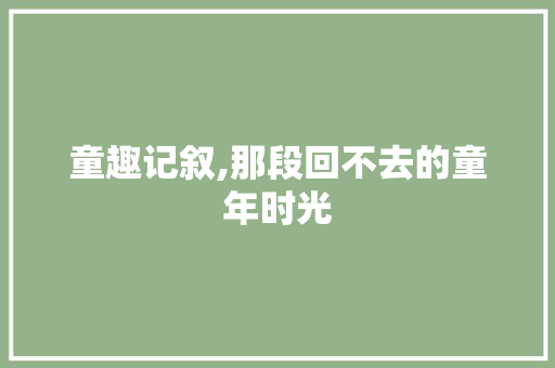 童趣记叙,那段回不去的童年时光