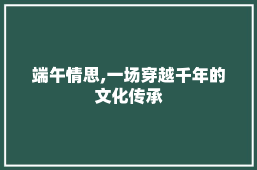 端午情思,一场穿越千年的文化传承