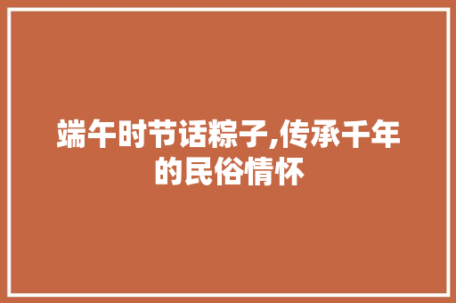 端午时节话粽子,传承千年的民俗情怀