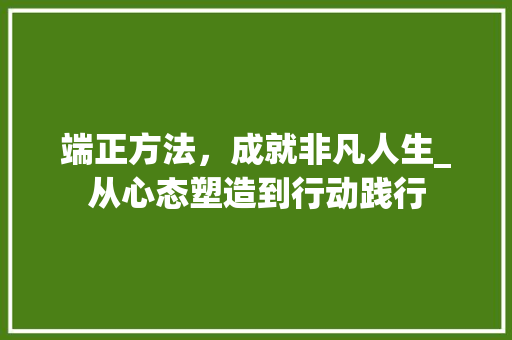 端正方法，成就非凡人生_从心态塑造到行动践行