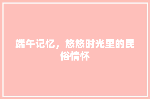 端午记忆，悠悠时光里的民俗情怀 工作总结范文