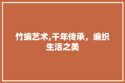 竹编艺术,千年传承，编织生活之美