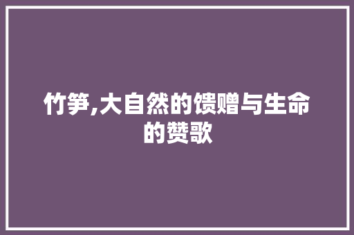 竹笋,大自然的馈赠与生命的赞歌