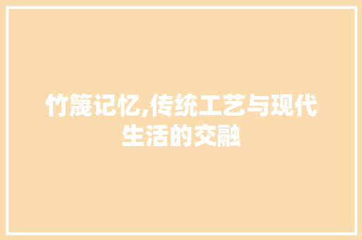 竹篾记忆,传统工艺与现代生活的交融