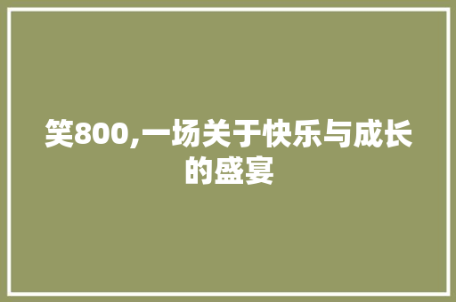 笑800,一场关于快乐与成长的盛宴