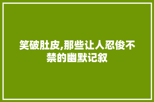 笑破肚皮,那些让人忍俊不禁的幽默记叙