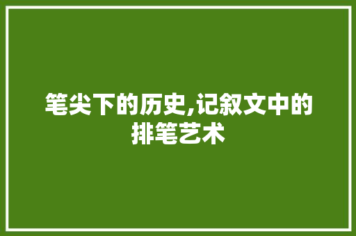 笔尖下的历史,记叙文中的排笔艺术 工作总结范文