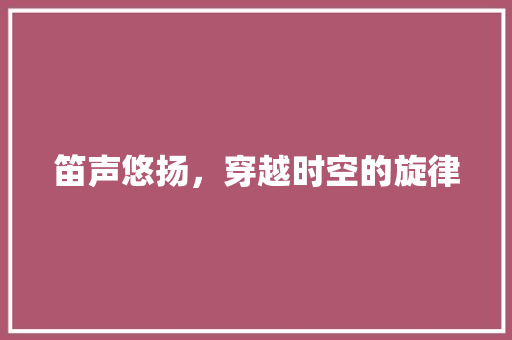 笛声悠扬，穿越时空的旋律