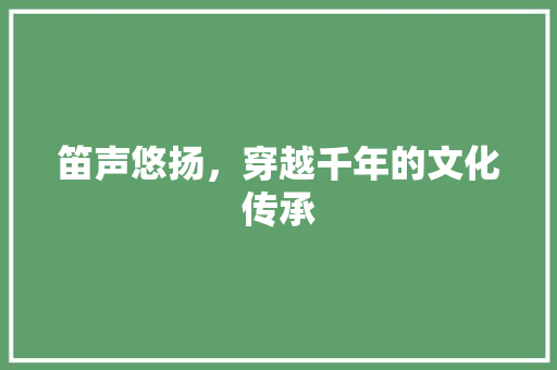 笛声悠扬，穿越千年的文化传承