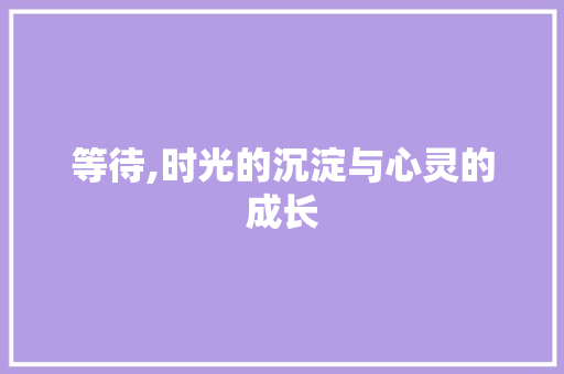 等待,时光的沉淀与心灵的成长 致辞范文