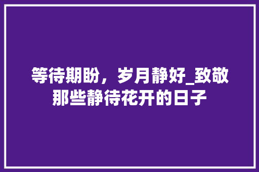 等待期盼，岁月静好_致敬那些静待花开的日子