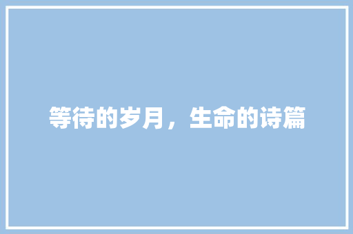 等待的岁月，生命的诗篇