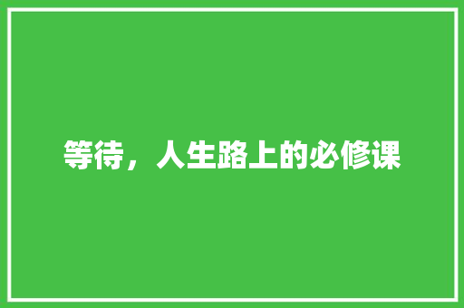 等待，人生路上的必修课