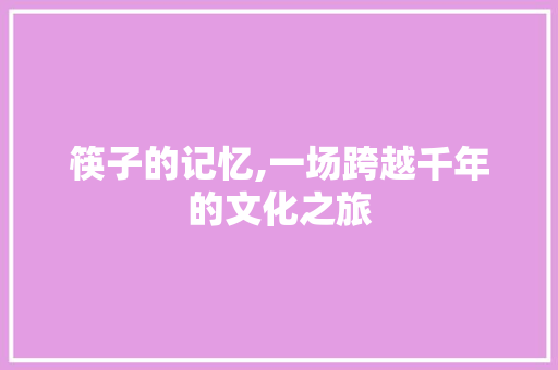 筷子的记忆,一场跨越千年的文化之旅