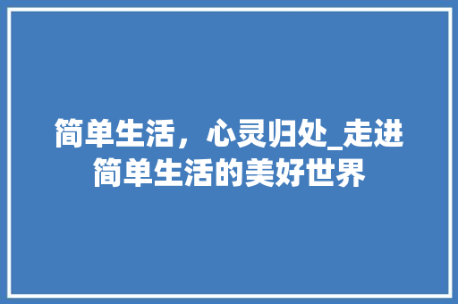 简单生活，心灵归处_走进简单生活的美好世界 综述范文