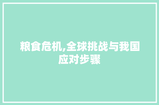 粮食危机,全球挑战与我国应对步骤