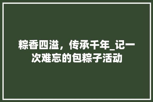 粽香四溢，传承千年_记一次难忘的包粽子活动