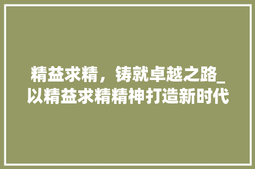 精益求精，铸就卓越之路_以精益求精精神打造新时代工匠