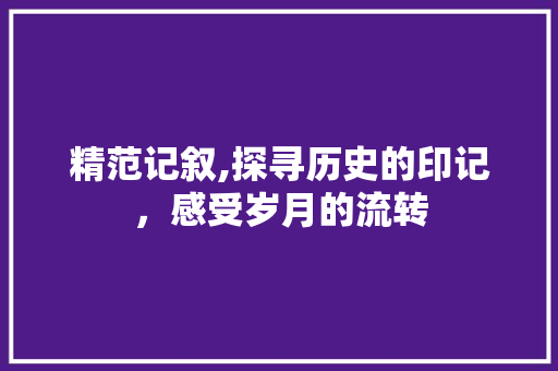 精范记叙,探寻历史的印记，感受岁月的流转