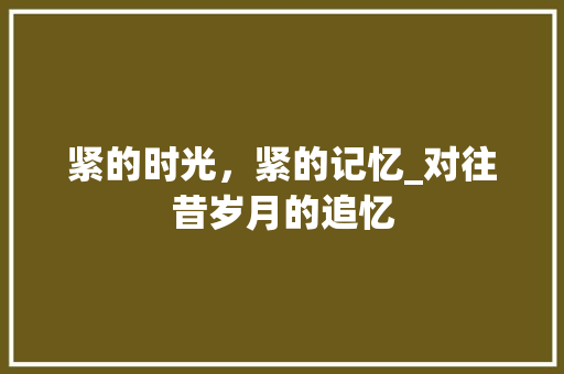 紧的时光，紧的记忆_对往昔岁月的追忆