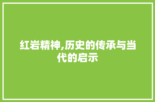 红岩精神,历史的传承与当代的启示