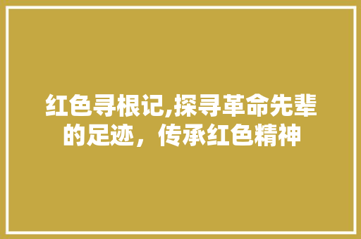 红色寻根记,探寻革命先辈的足迹，传承红色精神